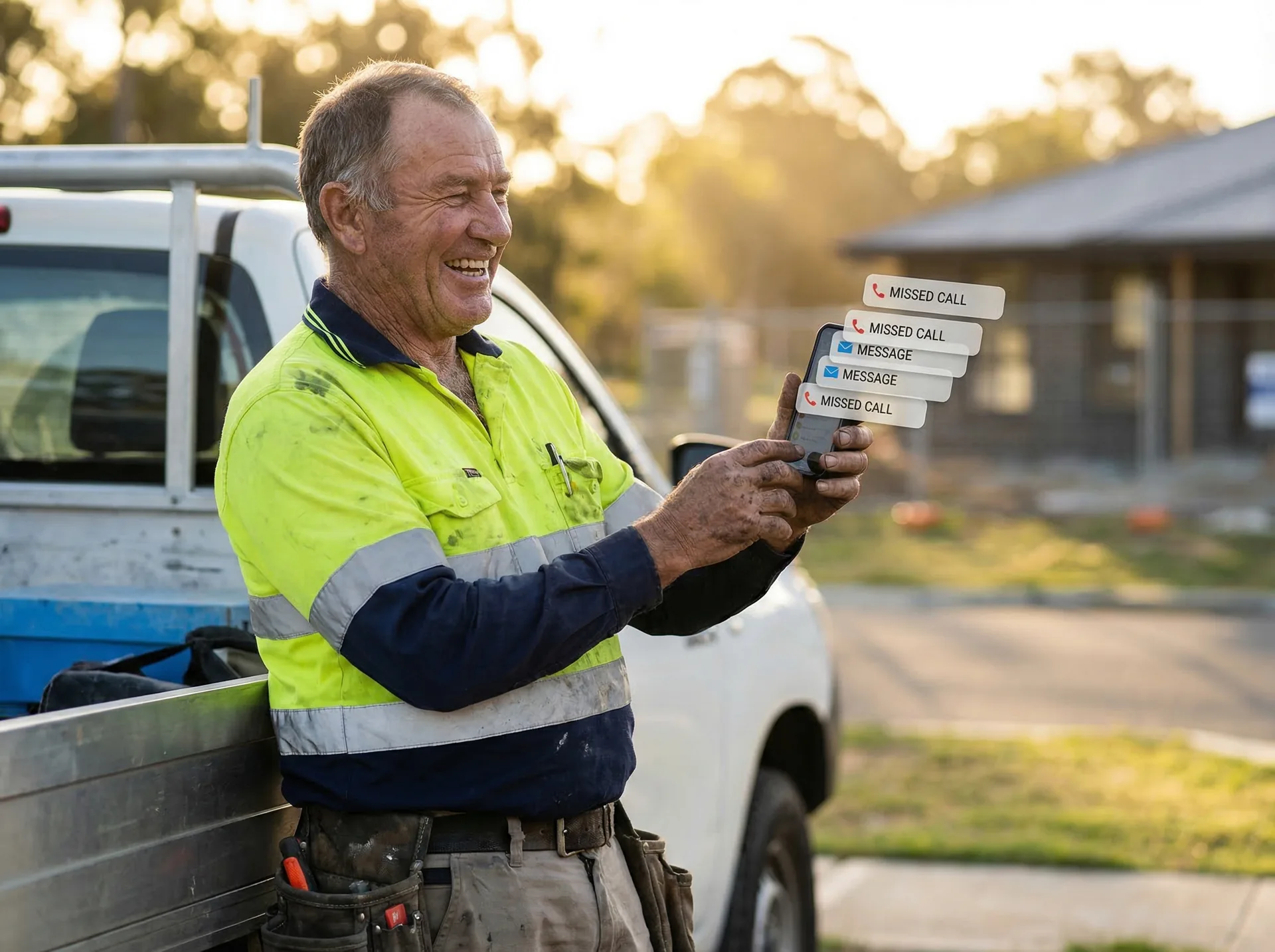Tradie getting a lead from a modern website