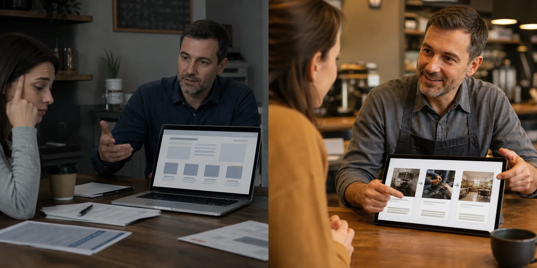 They are built around the customer's problem: comparison showing what business owners do wrong and what to do instead