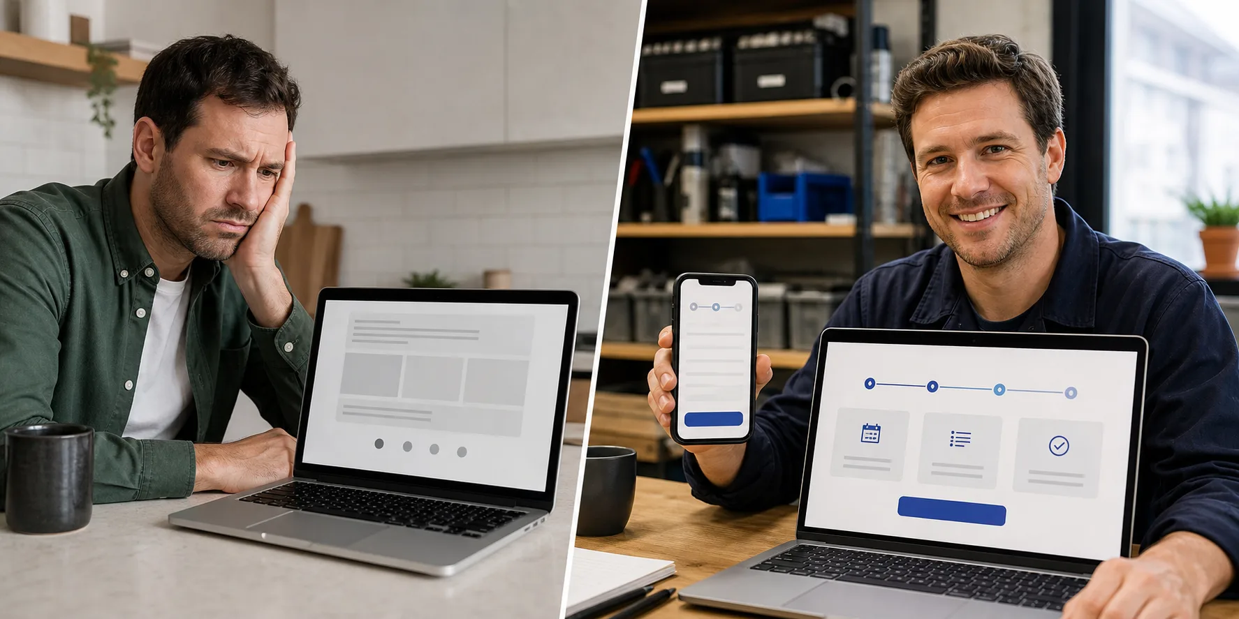 They make contact feel like the natural next step: comparison showing what business owners do wrong and what to do instead
