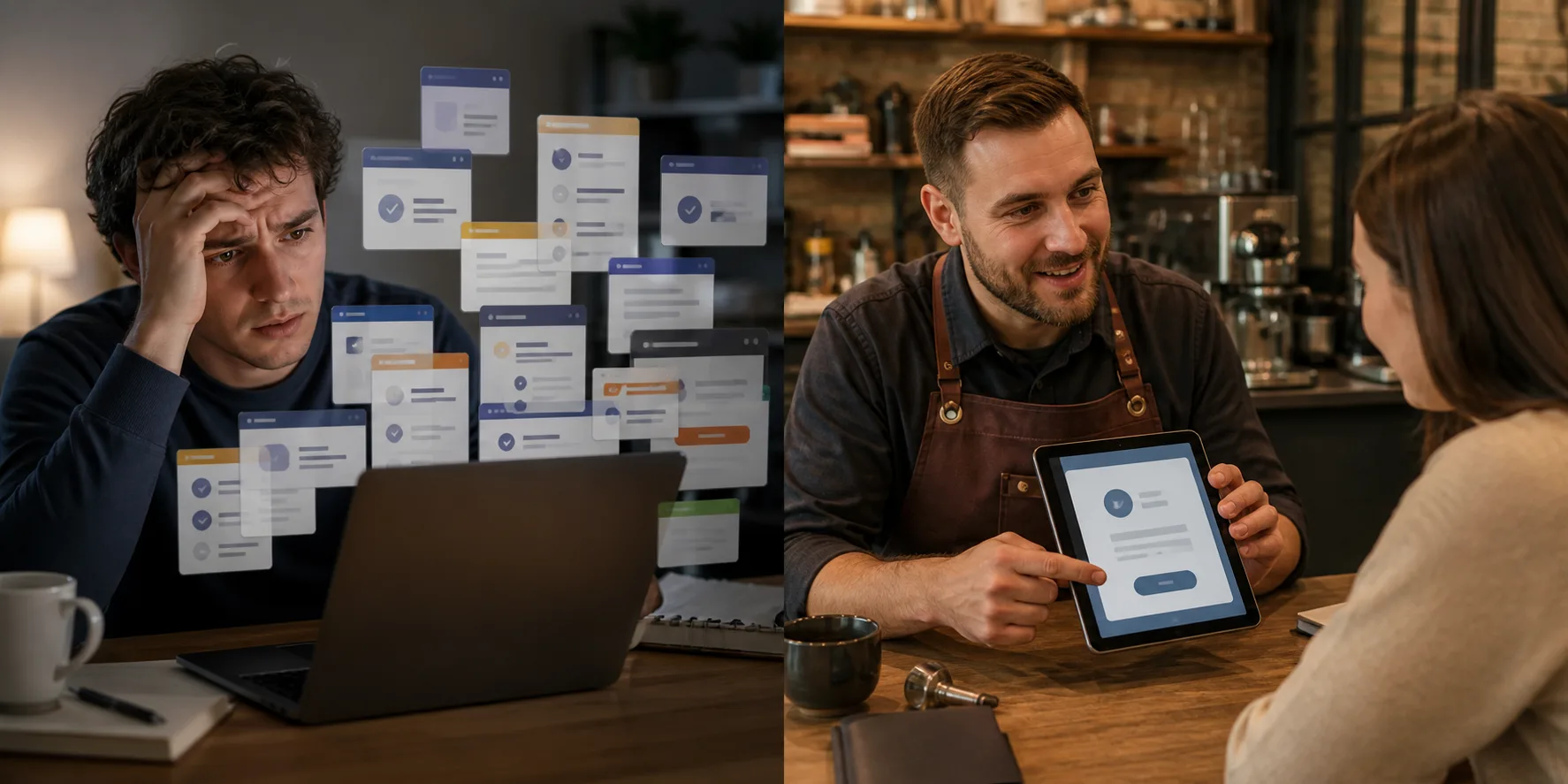 Their offer is easy to understand: comparison showing what business owners do wrong and what to do instead