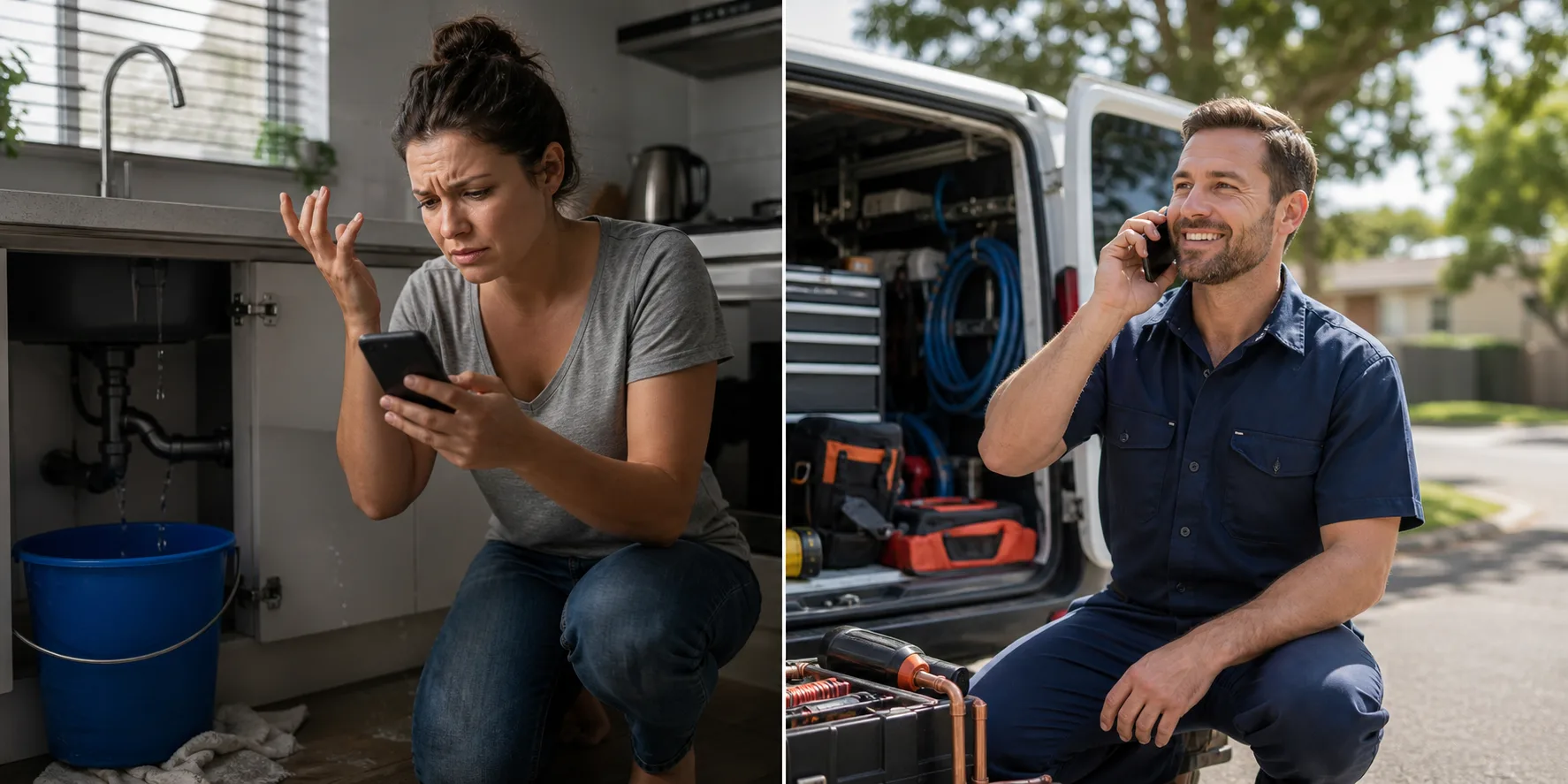The best plumber websites make the phone call obvious: comparison showing what business owners do wrong and what to do instead