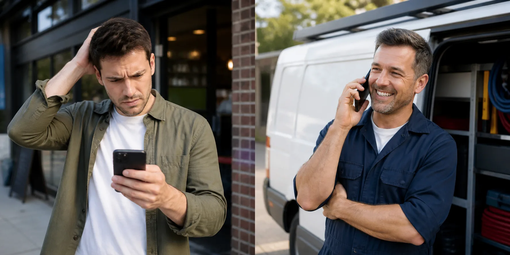 The call button is too hard to find: comparison showing what business owners do wrong and what to do instead
