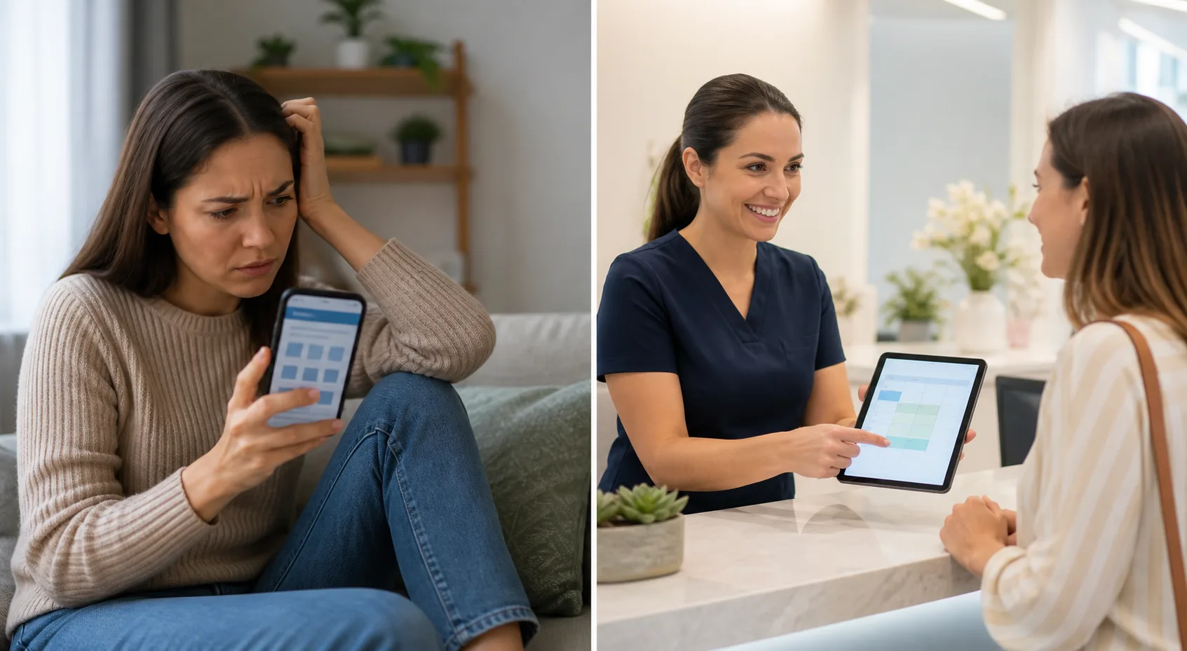 They make booking feel easy, not awkward: comparison showing what business owners do wrong and what to do instead