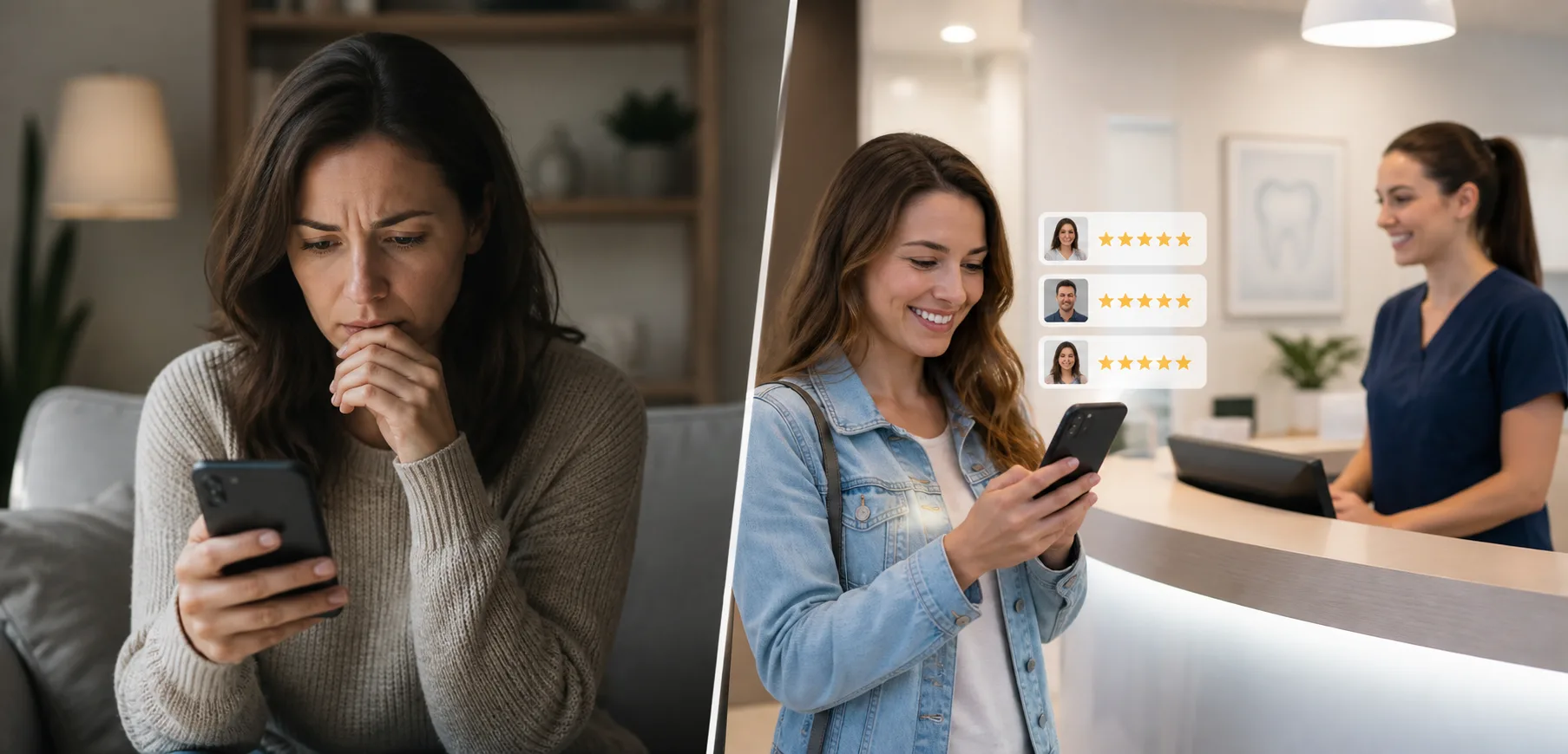 They use reviews where patients make decisions: comparison showing what business owners do wrong and what to do instead